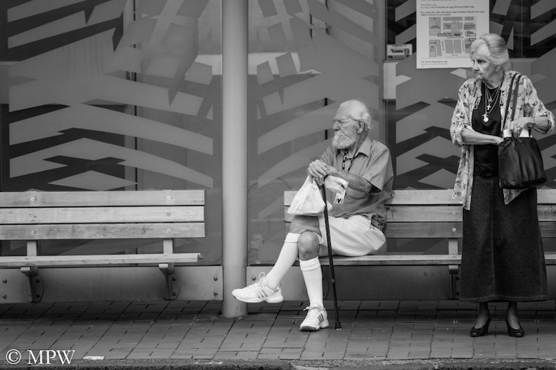 Auckland City street photo, Queent St, black and white